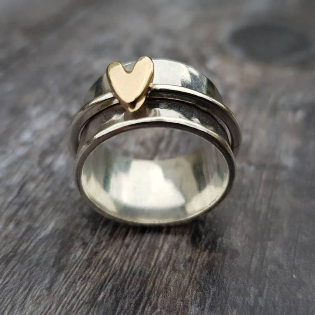 Sølvring Vintage Guld Hjerte