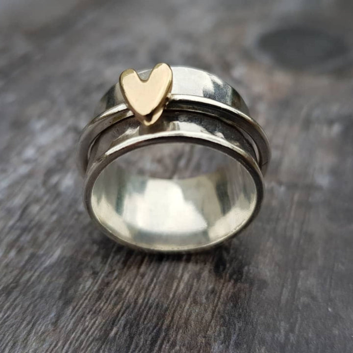 Sølvring Vintage Guld Hjerte