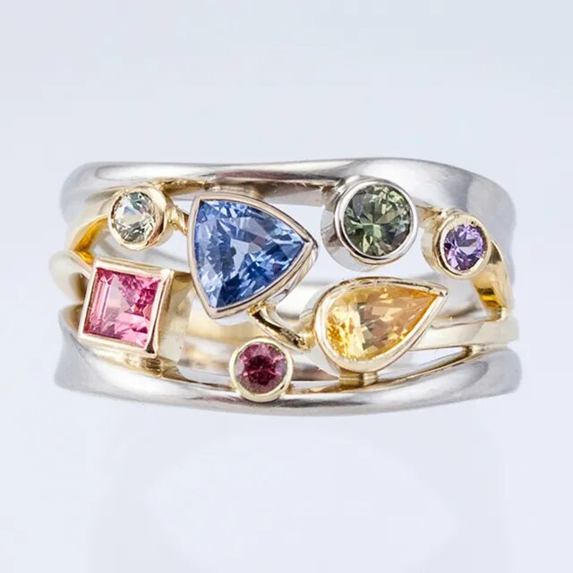Vintage farverig zirkonia ring.