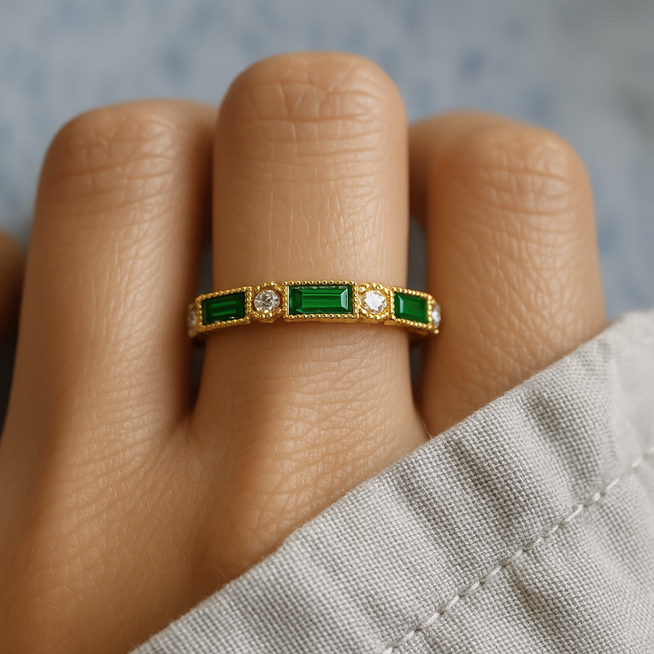 Alex - Grøn Zirkonia Guld Ring