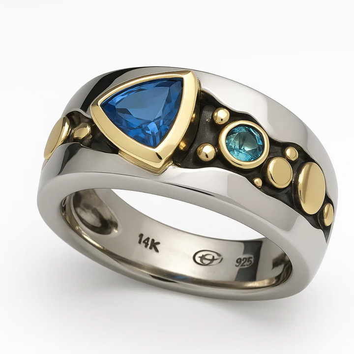Vintage blå zirkonia boho-ring