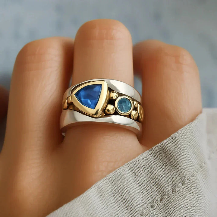 Vintage blå zirkonia boho-ring