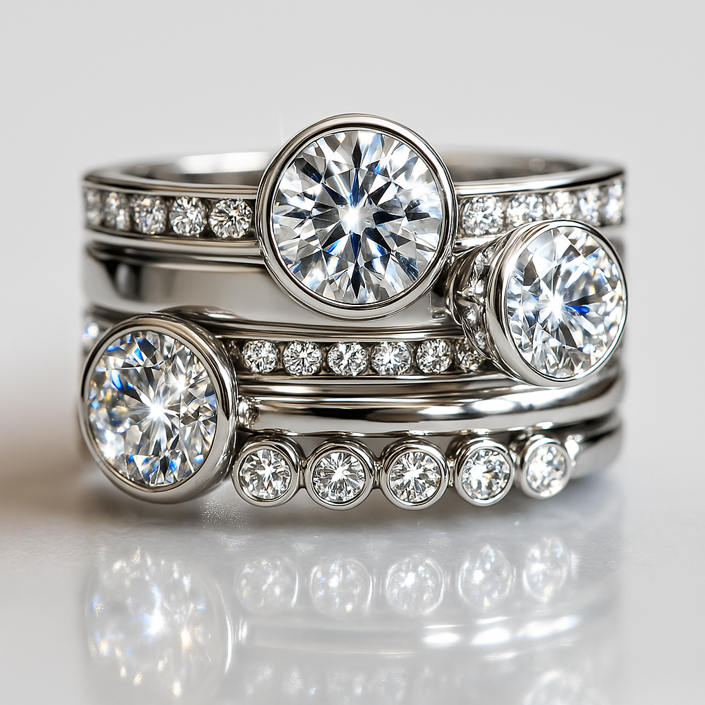Elegant sølv- og krystalring.